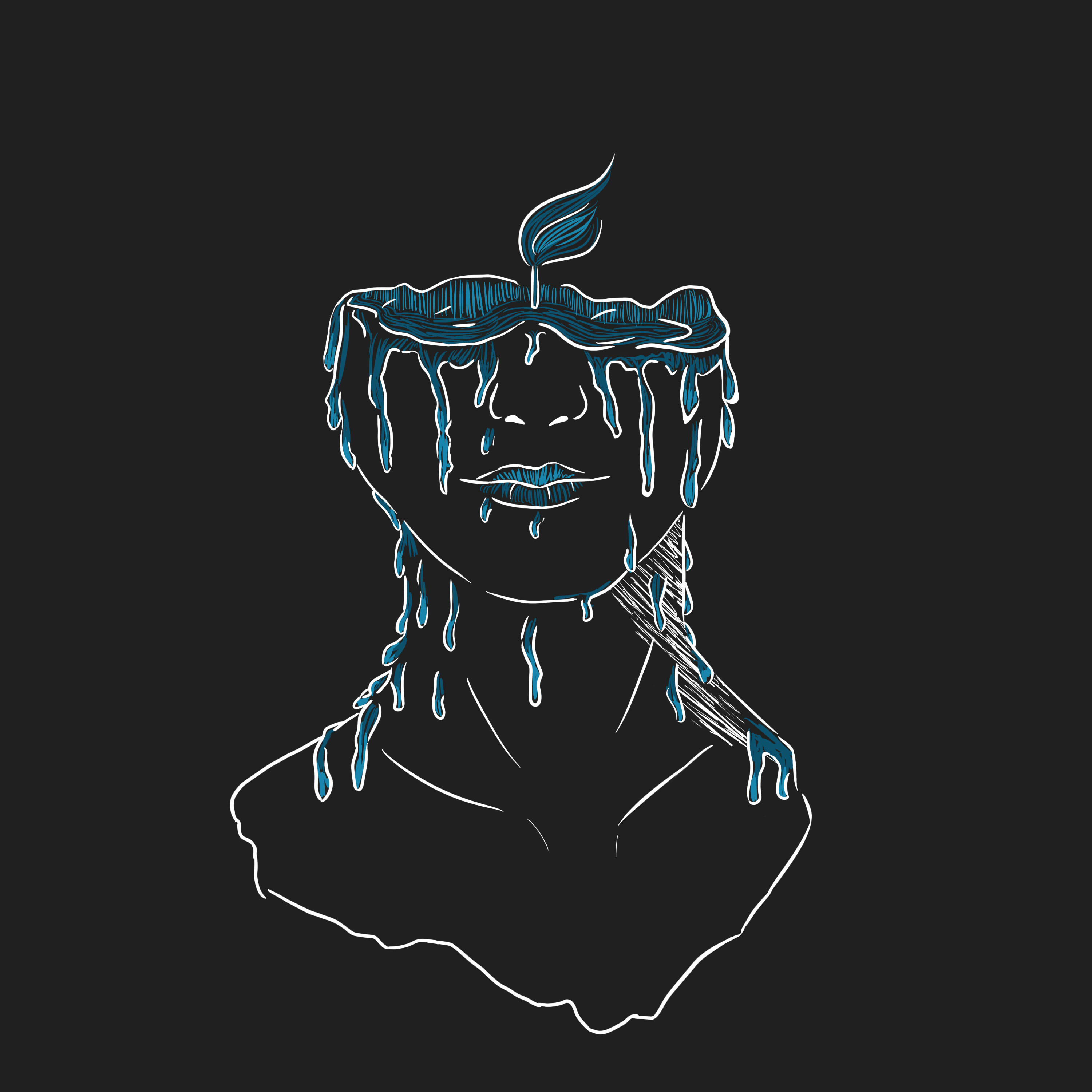 Drawing of Melted Face